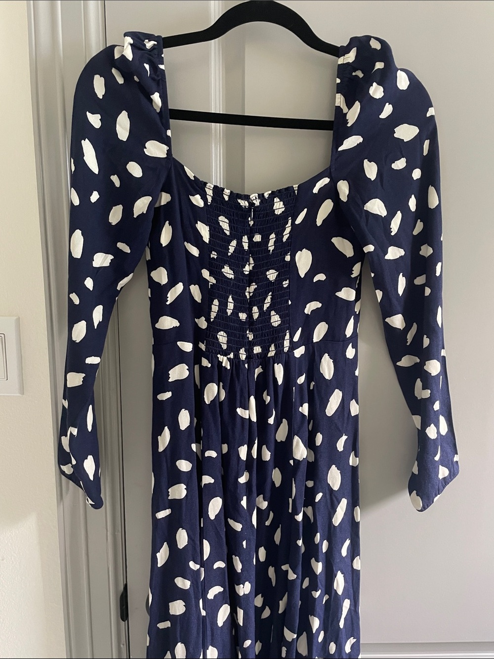 Reformation Navy Polka Dot Midi Dress - Picture 5 of 6